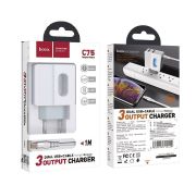 СЗУ HOCO C75 dual USB port 2.1A TYPE-C (White)