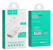 СЗУ HOCO C11 single USB port + microUSB 1A (White)