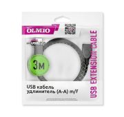 Кабель USB 2.0 3m (A-A), удлинитель m/f OLMIO