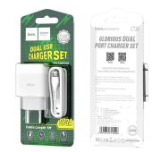 СЗУ HOCO C73A 2 USB With Lighting (White)