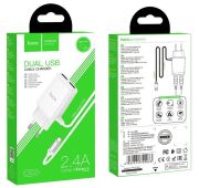 СЗУ HOCO C82A dual USB port + Micro 2.4A (White)