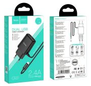 СЗУ HOCO C82A dual USB port+Lightning 2.4A (Black)