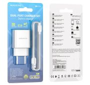 СЗУ BOROFONE BA-53A 2*USB+Micro 2.1A White