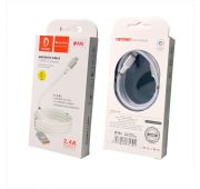 КАБЕЛЬ DENMEN D11L LIGHTNING WHITE 2.4A 10 POWERFULL MAGNET 1m