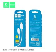 КАБЕЛЬ DENMEN D20C TYPE-C->TYPE-C 100W WHITE