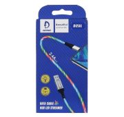 КАБЕЛЬ DENMEN D25L LIGHTNING  2.4A 1m RGB LED STREAMER