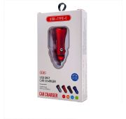 АЗУ CAR CHARGER DUAL USB-A/USB-C RX-605 RED