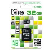 КАРТА ПАМЯТИ  MIREX microSDHC 32GB CL10 +АДАП