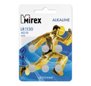 Батарейка MIREX  AG10 / LR1130  1,5V  6 шт (6/216/648), блис
