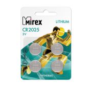 Батарейка MIREX CR2025  3V  4 шт (4/216/648), блистер