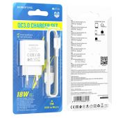 СЗУ BOROFONE BA-72A 1*USB-A MICRO QC3.0 18W White