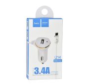 АЗУ HOCO Z14 USB single port+microUSB 3.4A (White)