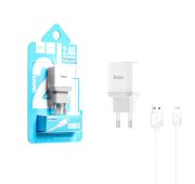 СЗУ HOCO C22A single USB port 2.4A + Light (White)