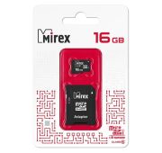 КАРТА ПАМЯТИ MIREX microSDHC 16GB (UHS-I, U1, class 10) с адаптером
