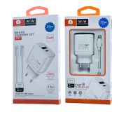 СЗУ WUW T61 1A1C +Lightning (C+IP8)GaN QC3.0/PD 25W White