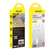 КАБЕЛЬ AWEI 3IN1 CL120 1.2m 2.4A WHITE