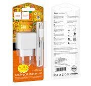 СЗУ HOCO CS11A+TYPE-C single USB-A port 2.1A (White)