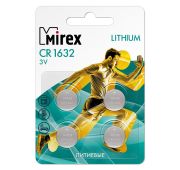 Батарейка MIREX CR1632  3V  4 шт (4/216/648), блистер