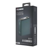 Внешний АКБ OLMIO QX-10, 10000mAh, 22.5W, QC3.0/PD,  темно-зеленый