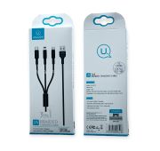 Кабель USAMS SJ219 3IN1 CHARGING CABLE 1.5m Black
