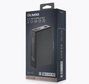 Внешний АКБ OLMIO QX-20, 20000mAh, 22.5W, QuickCharge3.0/PowerDelivery, LCD, графитовый