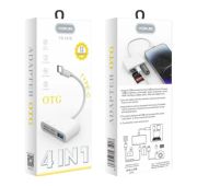 Переходник OTG YESPLUS YS-1418 Type-C 4in1 White