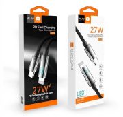 Кабель WUW X215 Type-C->Lighting PD 27W LED Black