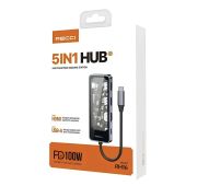 HUB адаптер 5в1 RECCI RH16 USB-C TRANSPARENT GREY