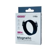 Кабель SGS i16A TYPE-C-LIGHTNING Magnetic 100W Black