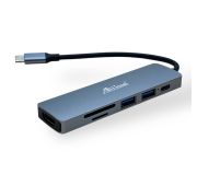 6в1 HOCO HB24  USB-C MULTIMEDIA ADAPTER METAL GREY (HDMI+USB3.0+USB2.0+SD+TF+PD)