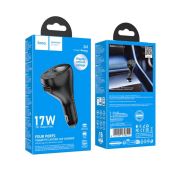 АЗУ HOCO Z61 Correct three-port cigarette lighter car charger 17W  Black